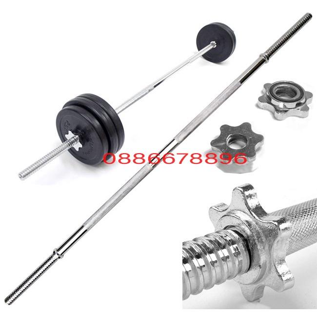 Đòn tạ 120cm thép đặc mạ inox, bền, chắc chắn, được sử dụng cho các bài tập cơ tay, cơ bắp tay và cơ ngực