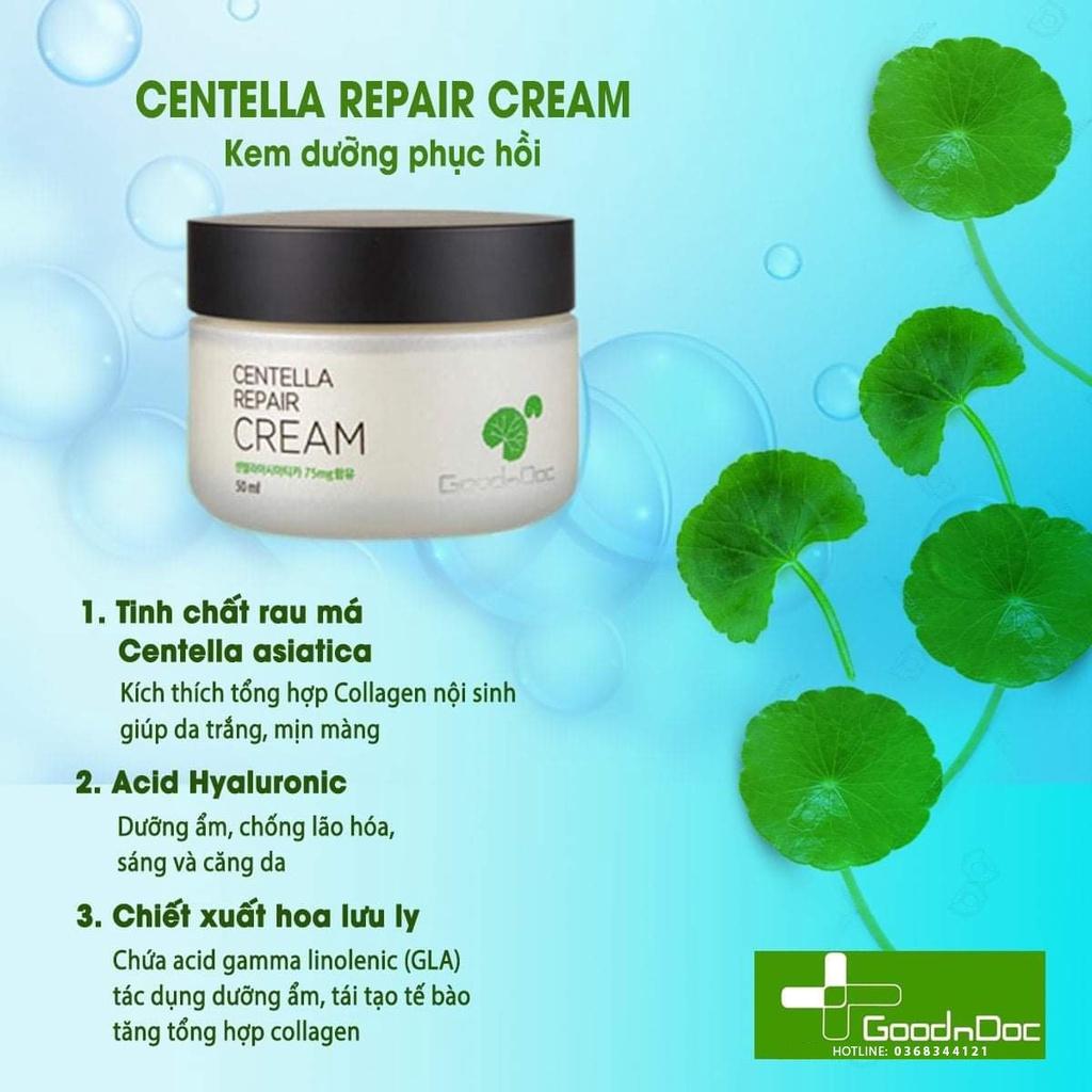 CÔNG TY - Bộ Kem Rau Má GoodnDoc Centella Repair Cream+Serum Dưỡng Ẩm Phục Hồi Giảm Thâm Nám Trắng Sáng Da Chống Lão Hóa