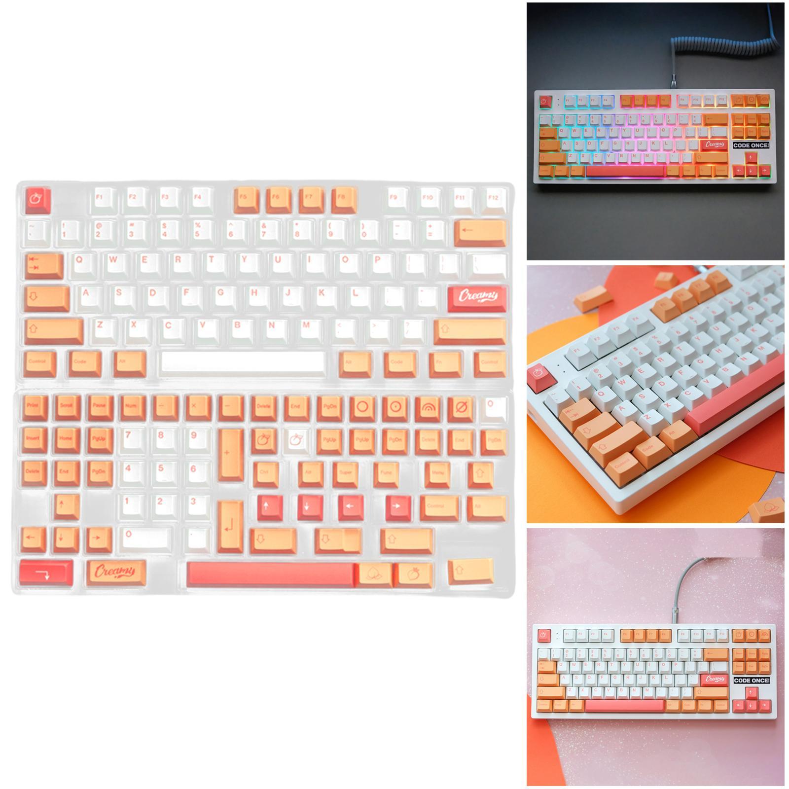 Universal 141 Keys PBT Keycaps, Dye Sub Cherry Profile, 6.25U Spacebar, ANSI Layout Peach Key Caps for Mechanical Gaming Keyboard Keycap Set