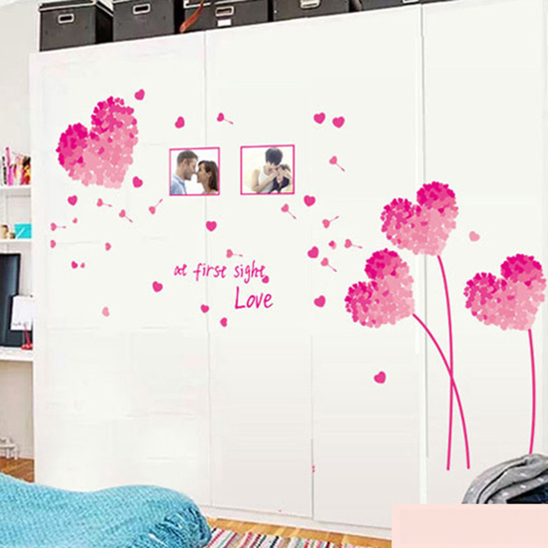 Decal Dán Tường Họa Tiết Trái Tim Hồng PK113