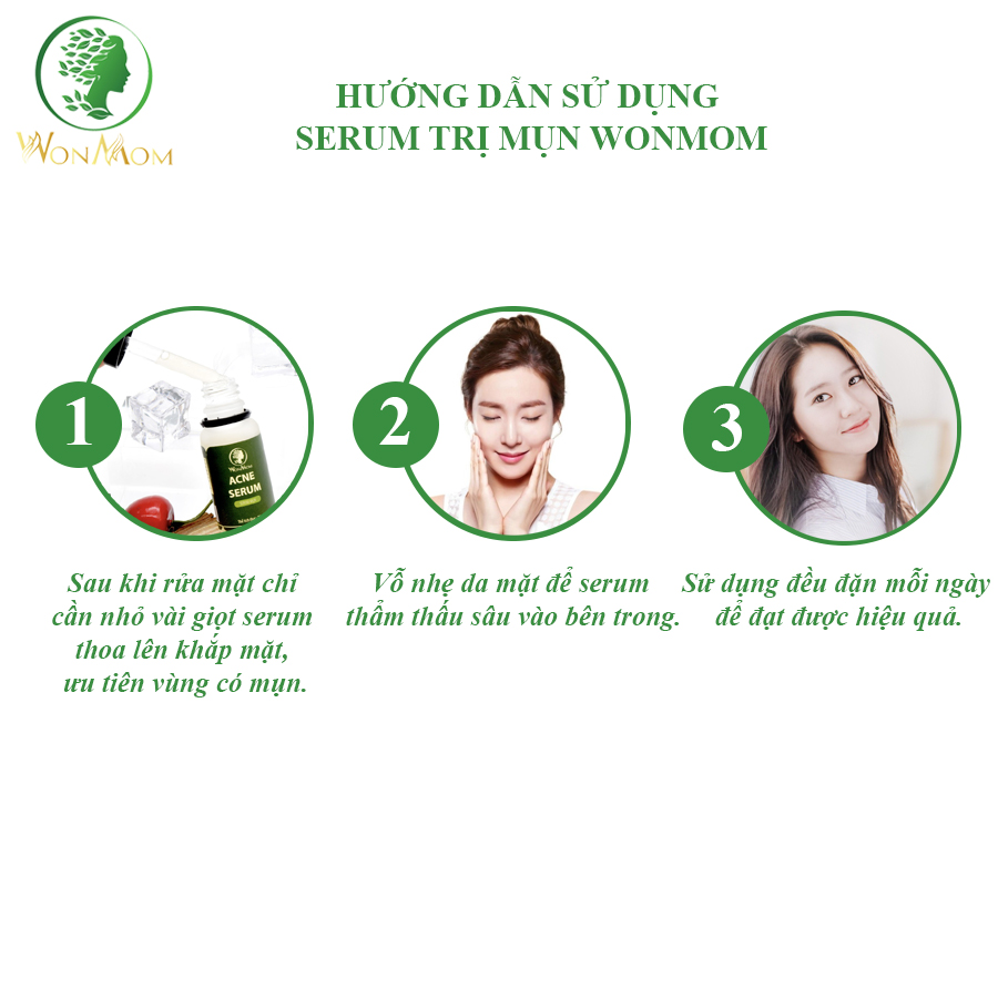 Acne serum, serum mụn thảo mộc đánh bay mọi loại mụn cứng đầu Wonmom 20ml