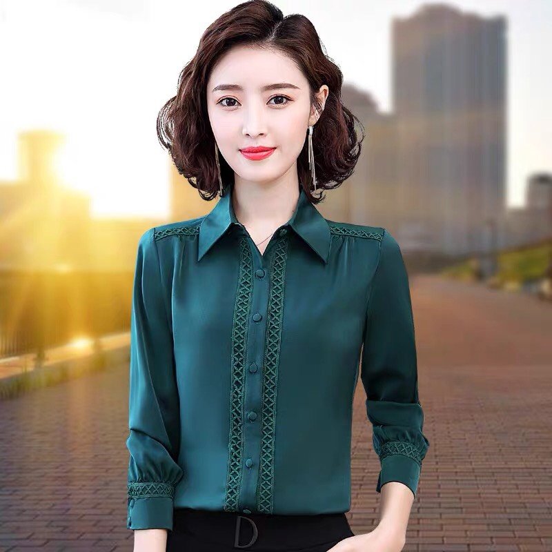 Áo sơ mi cổ bẻ phối ren duyên dáng NT6375
