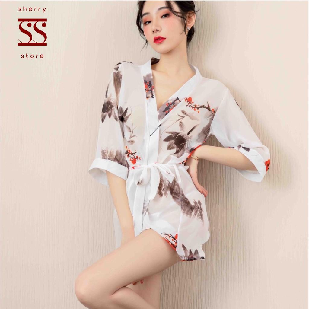 Áo choàng ngủ phối họa tiết Trung Hoa sang trọng Sherry Store S075