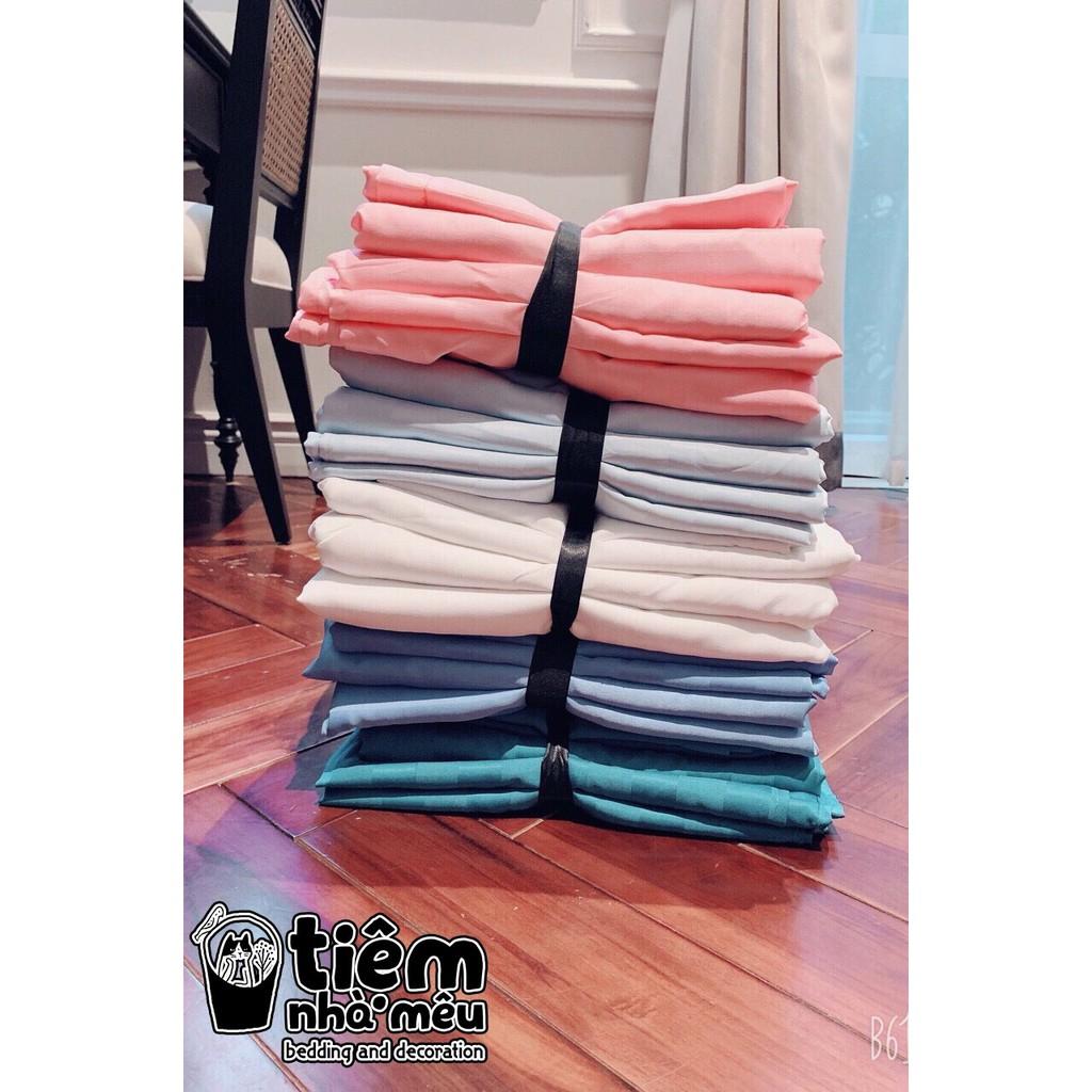 Bộ Chăn Ga Gối Cotton 3F m6/m8/2m -Tiệm Nhà Mêu Set 4 Món Hoạ Tiết Kẻ Mờ Chuyên Dùng Cho HOMESTAY - KHÁCH SẠN