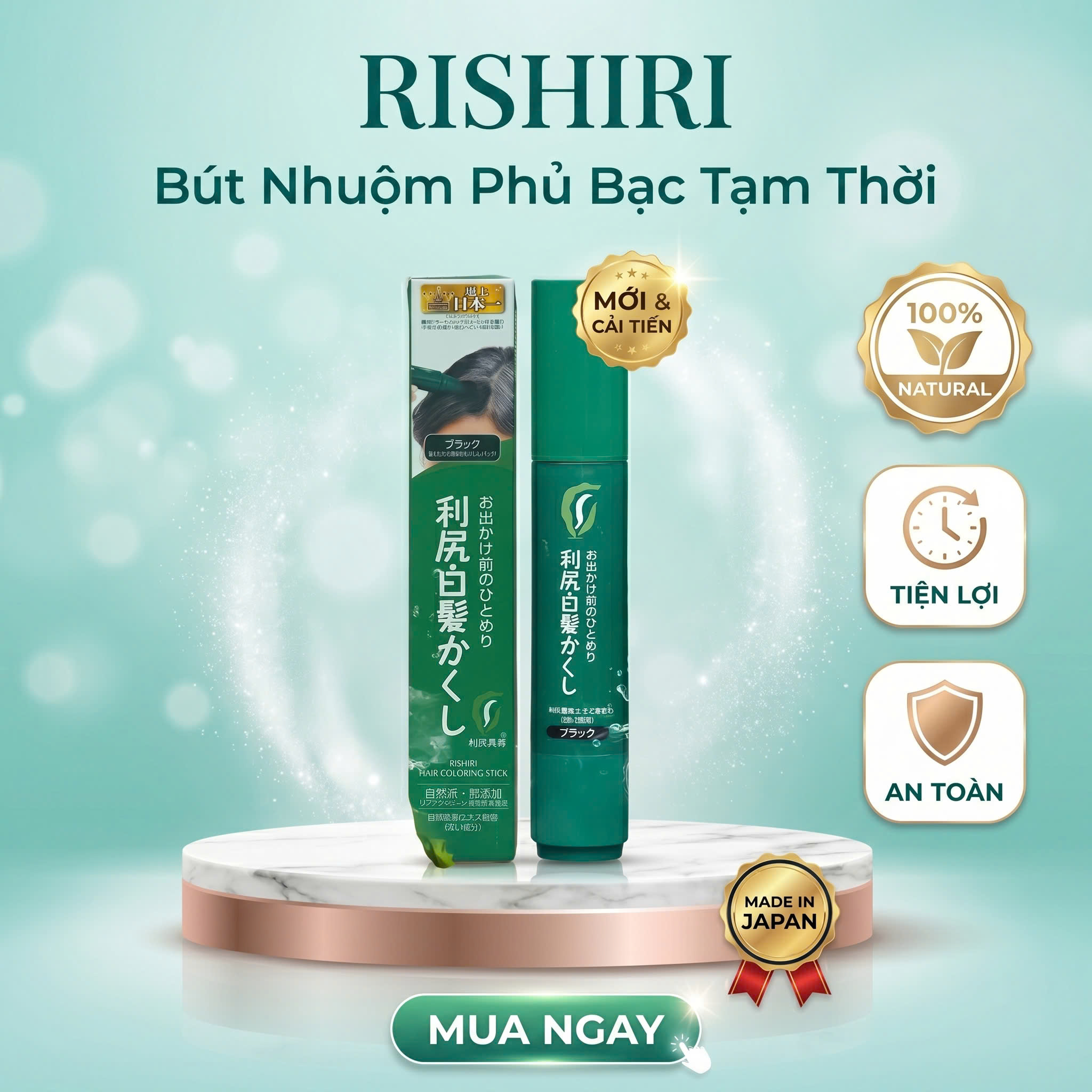 Bút Nhuộm Chân Tóc Phủ Bạc Tạm Thời Cao Cấp Rishiri Nhật Bản Color Stick 20G