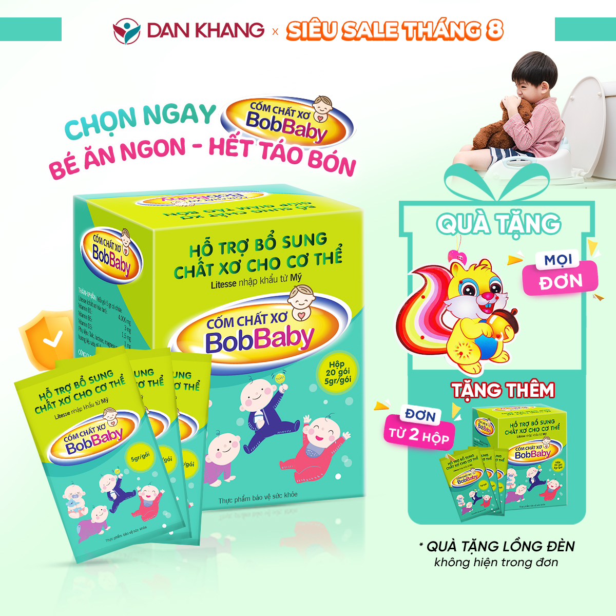 Cốm Bổ Sung Chất Xơ Cho Bé Bobbaby Dân Khang Hỗ Trợ Tiêu Hóa Giảm Táo Bón Hộp 20 Gói
