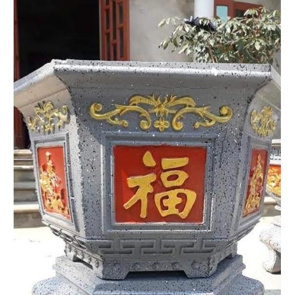 Khuôn chậu lục giác 38 hoa + chữ tàu