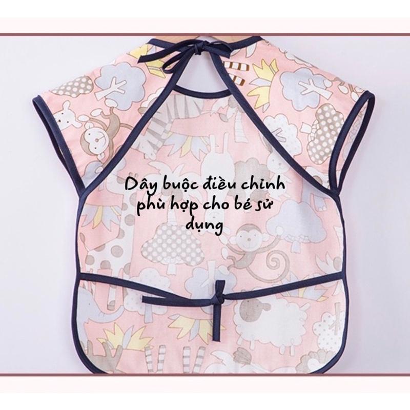 Áo yếm ăn dặm cho bé 2 lớp chống thấm, có máng hứng ngang ngực thông minh sạch sẽ an toàn tiện lợi