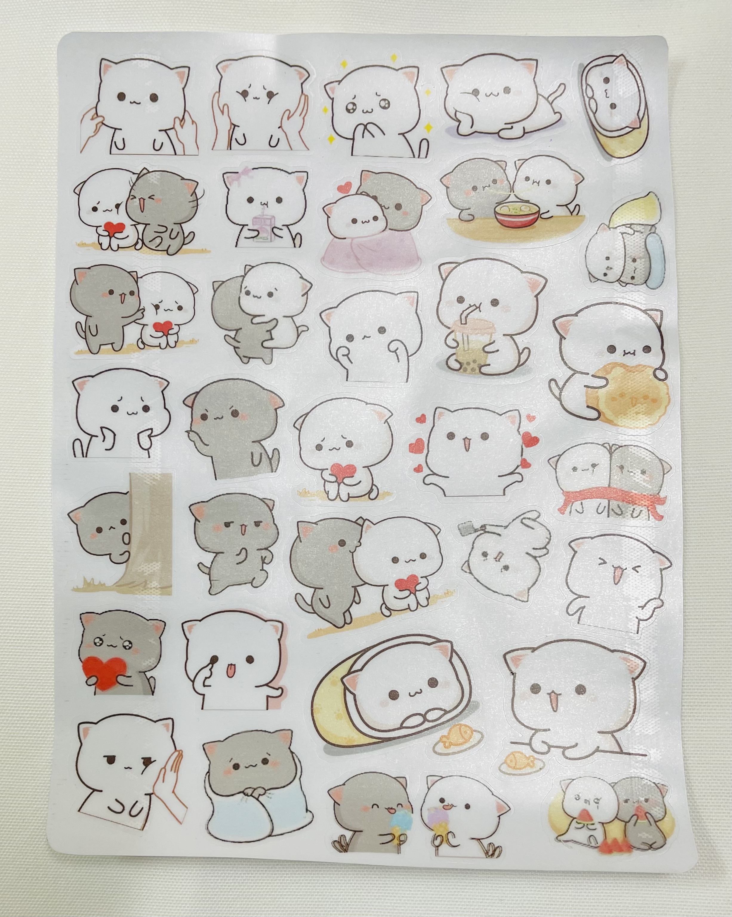 Sticker mèo Mochi trong suốt 30-60 hình khác nhau/ hình dán Mochi mèo cute trong suốt
