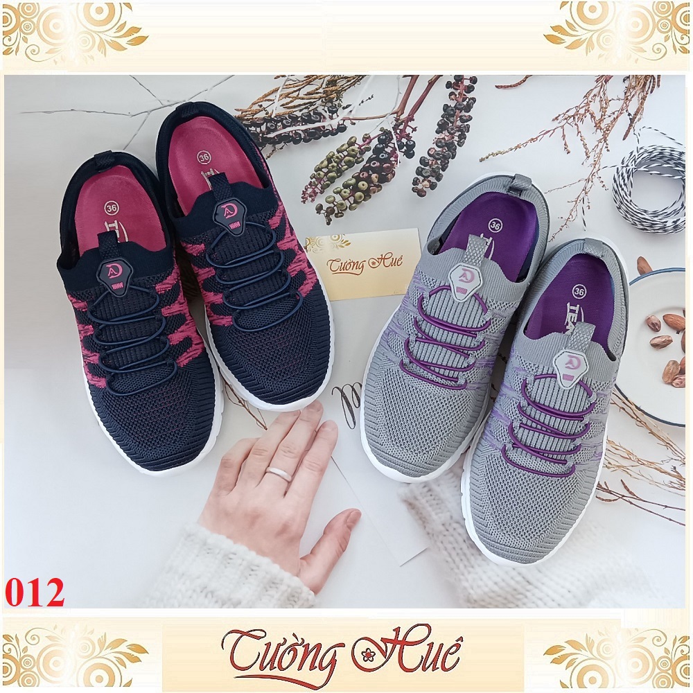 Giày Thể Thao Siêu Nhẹ Cổ Chun Giả Dây Cột Đế Thấp 3CM - 012