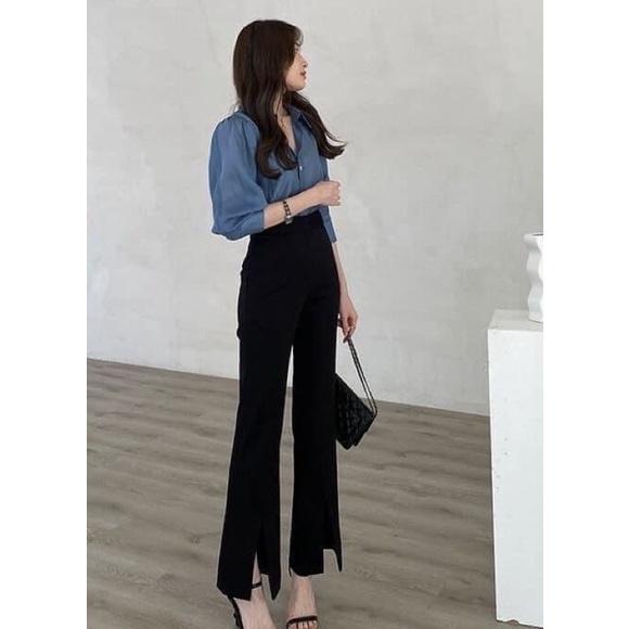 ️Elisa fashion️Quần ống loe xẻ trước cá tính cho nữ