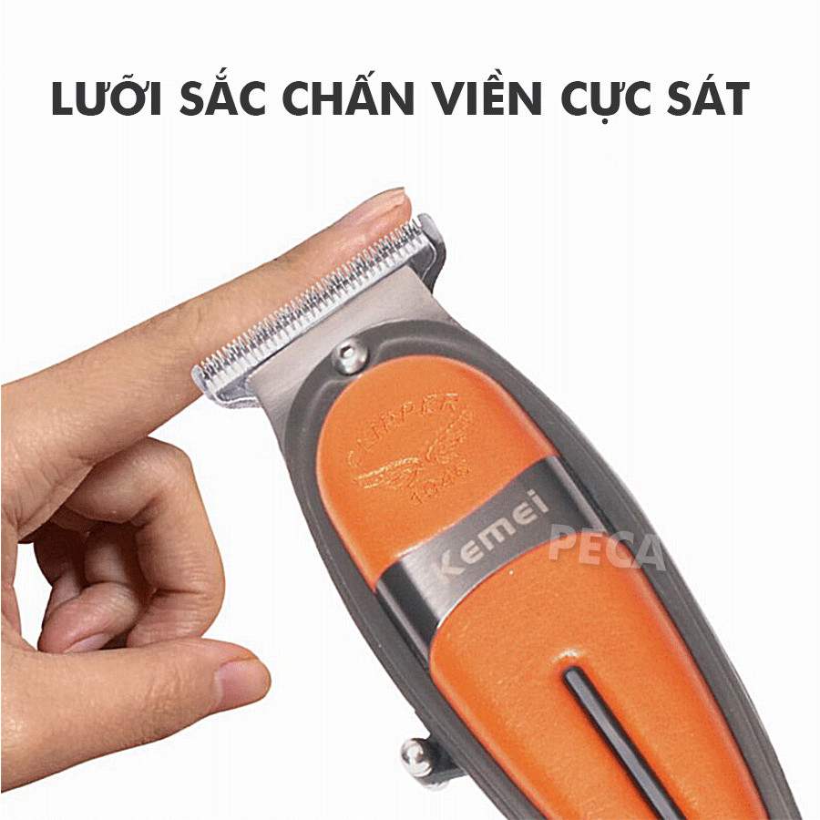 Tông đơ chấn viền cao cấp KEMEI KM-1946 vỏ bọc da kết hợp inox cao cấp sử dụng sạc USB tiện lợi dùng tattoo khắc tóc, cạo viền, cạo đầu