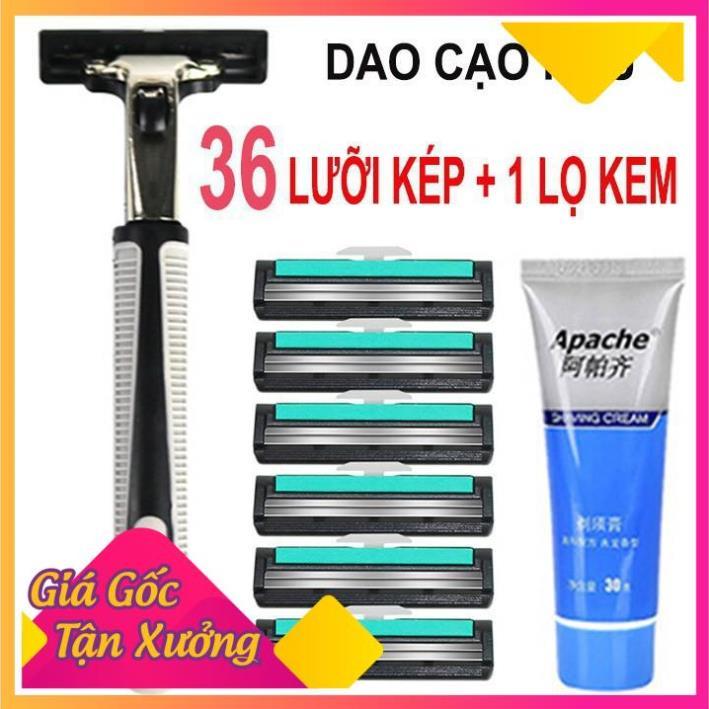 Bộ Dao Cạo Râu Và 36 Lưỡi Dao Kép Kèm Tuýp Kem Tạo Bọt Cạo Râu FREESHIP  TP'S