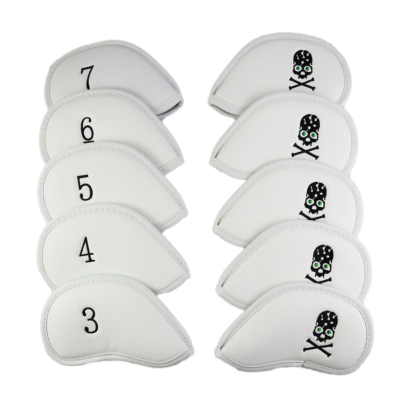 10x Golf Iron Head Covers PU Nylon Golf Club Headcovers Waterproof