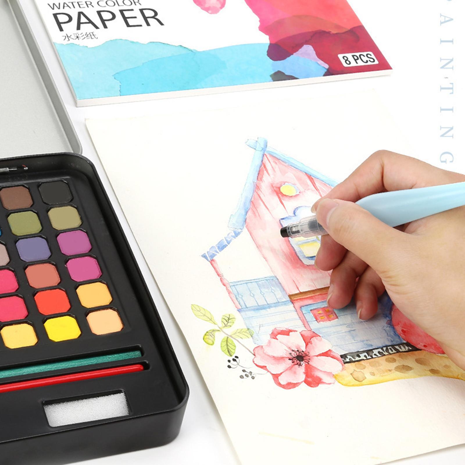 Watercolor Paint Set with Paint Brush Art Paper for Children School Supplies