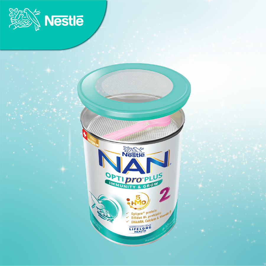 Sản Phẩm Dinh Dưỡng Nestlé NAN OPTIPRO PLUS 2 800g/lon với 5HMO Sản Xuất Tại Thụy Sĩ