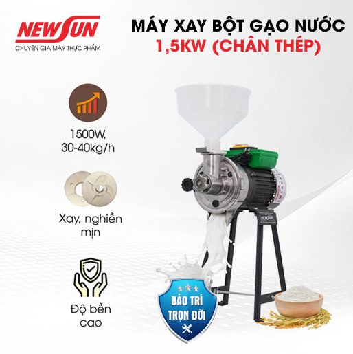 Máy xay bột gạo nước 1,5kW (chân thép) NEWSUN - Hàng chính hãng bảo hành 12 tháng