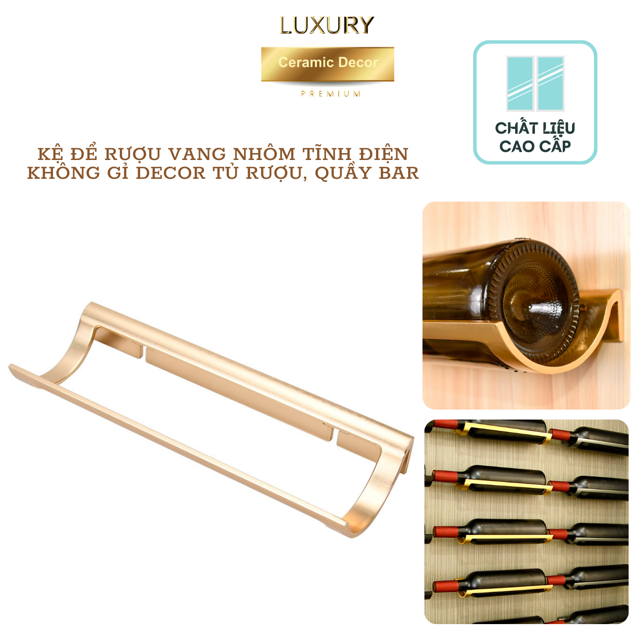 Giá Để Rượu Vang Quầy Bar Nhôm Tĩnh Điện Cao Cấp - Hàng Nhập Khẩu