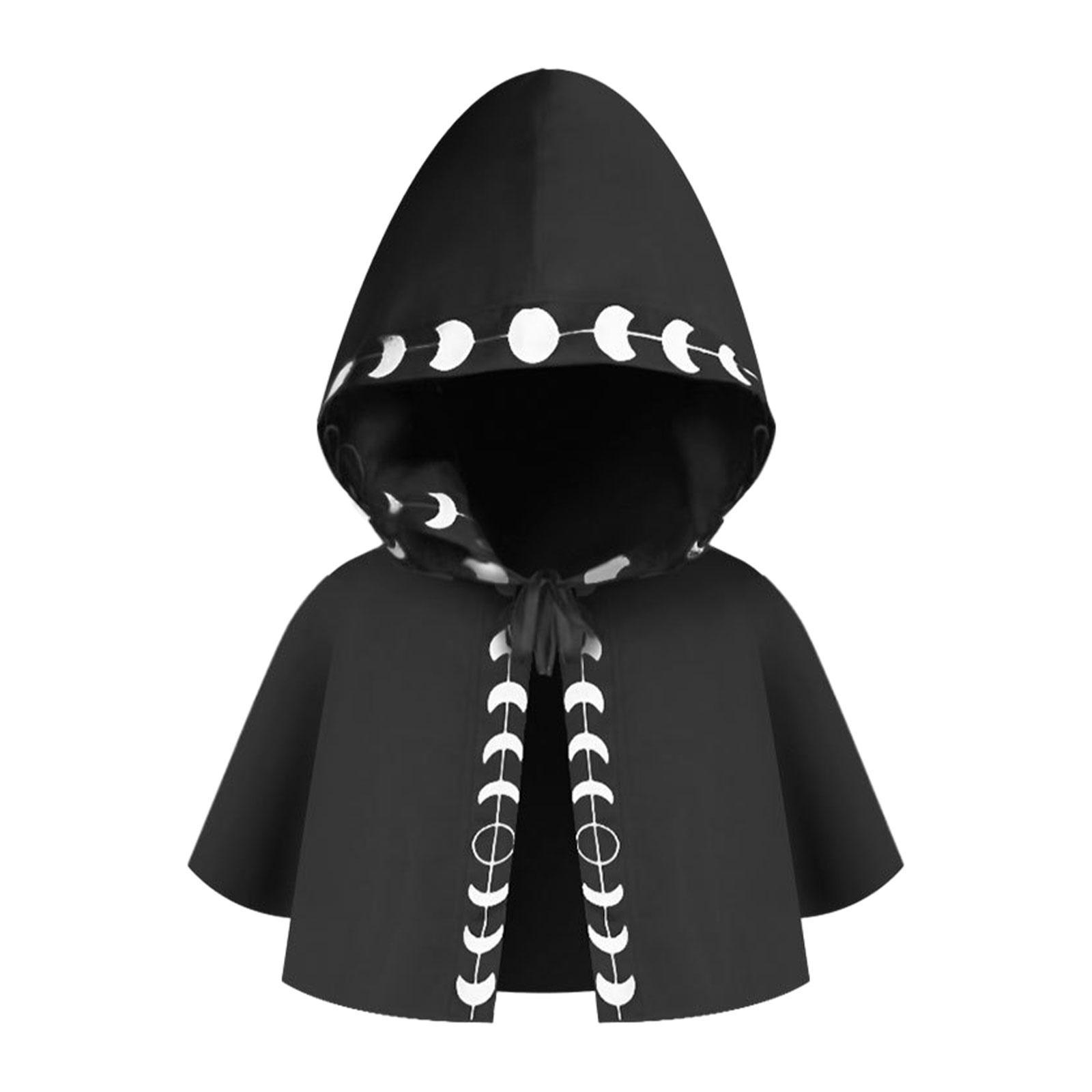 Halloween Cloak Hooded Poncho Cosplay Costume Accessories Medieval Hooded Cloak Hat for Role Playing Dress up Festival Party