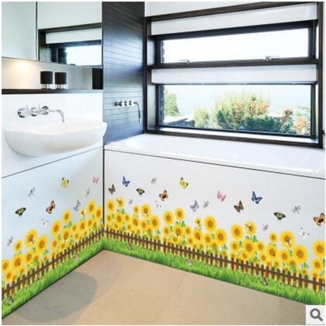 Decal dán tường hàng rào hoa hướng dương 01