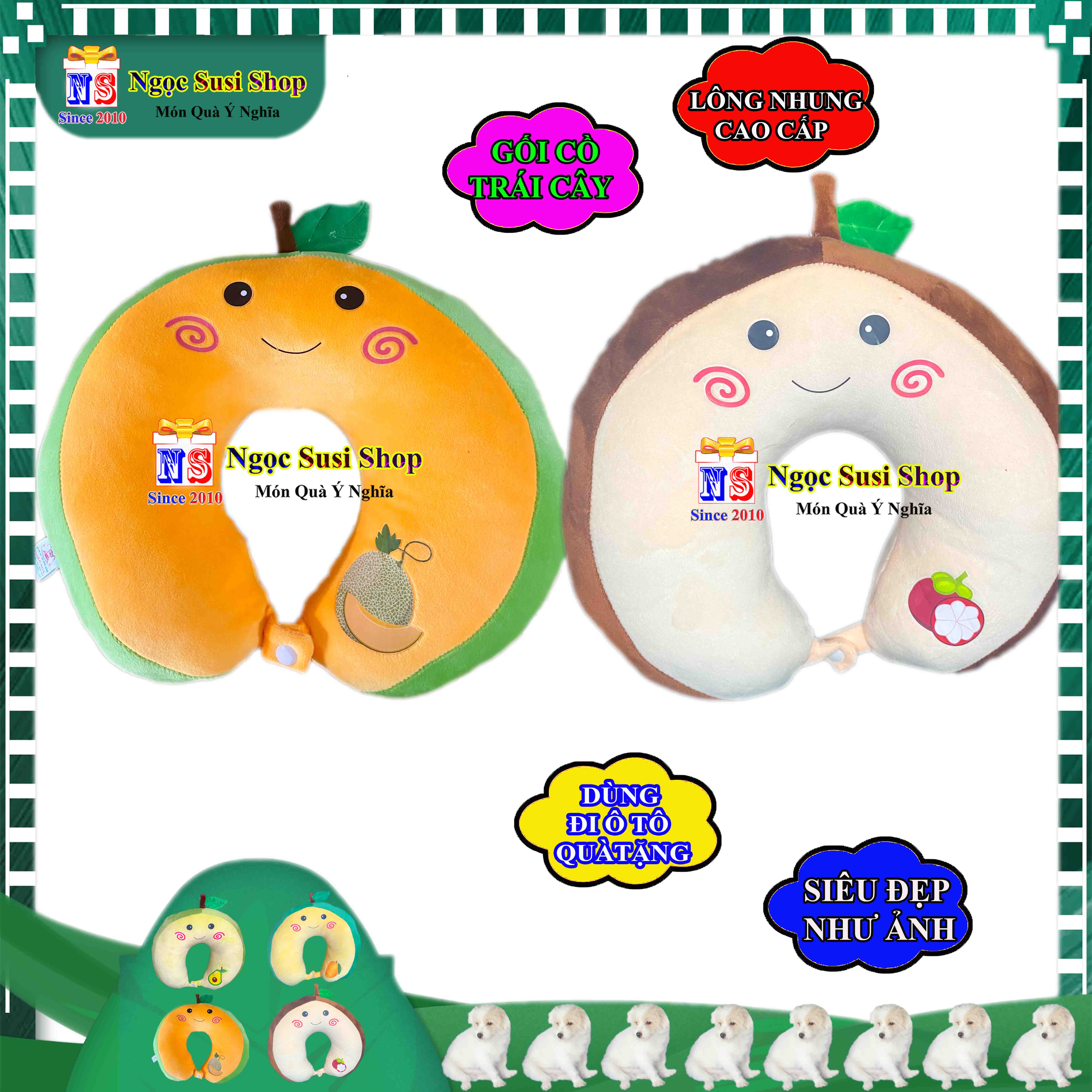 GẤU BÔNG GỐI CỔ GỐI KÊ CỔ CHỮ U HÌNH TRÁI CÂY DÙNG ĐI XE DU LỊCH CHO ĐỠ MỎI CỔ - GAIO NGẪU NHIÊN MẪU