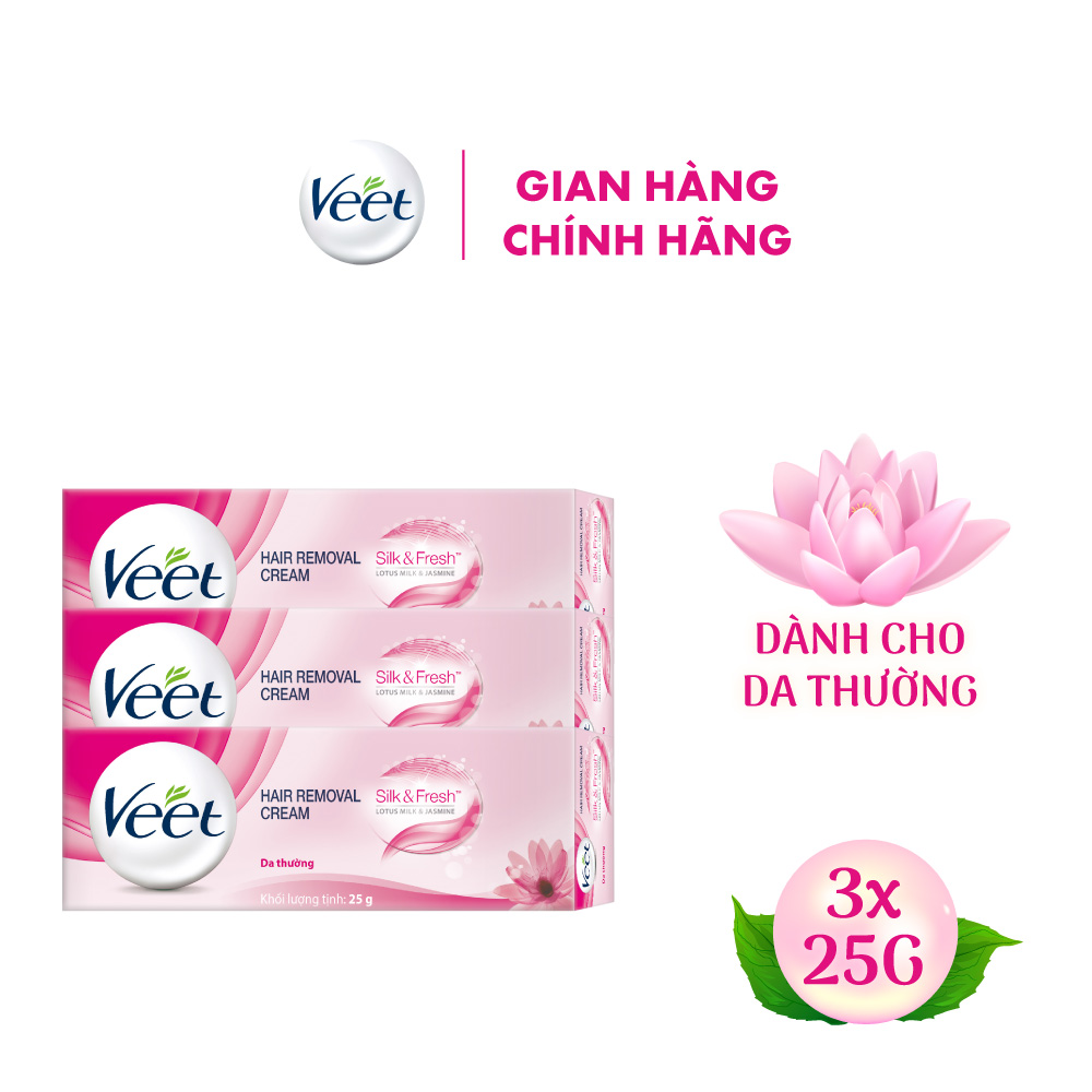 Combo 3 Kem Tẩy Lông Cho Da Thường Veet Silk Fresh 25G