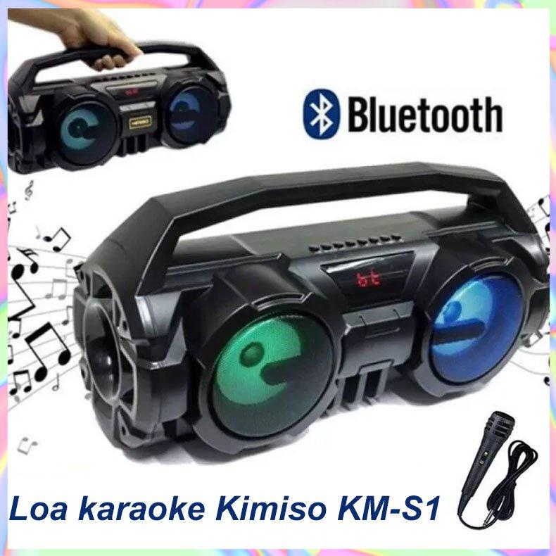 Loa Karaoke Bluetooth Kimiso Km-S1 Không Dây Loa Kép Âm Lượng Lớn Cao Cấp Kèm Micro Không Dây Dễ Dàng Mang Theo - Có micro