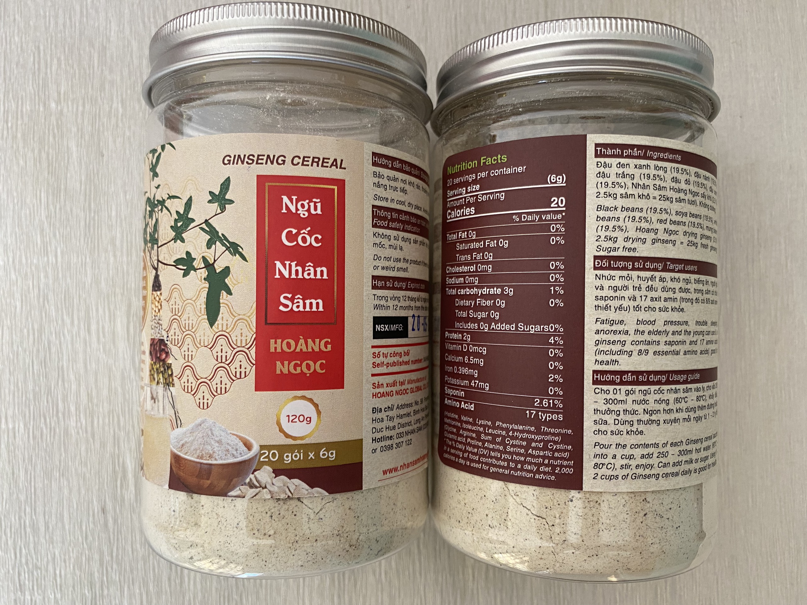 [Date xa] Ngũ cốc nhân sâm hũ 120g - Hoang Ngoc Global