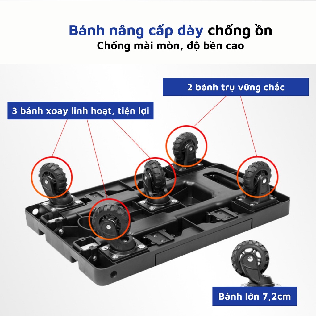 Xe Đẩy Hàng, Xe Kéo Hàng 5 Bánh tiện lợi, tải trọng lớn