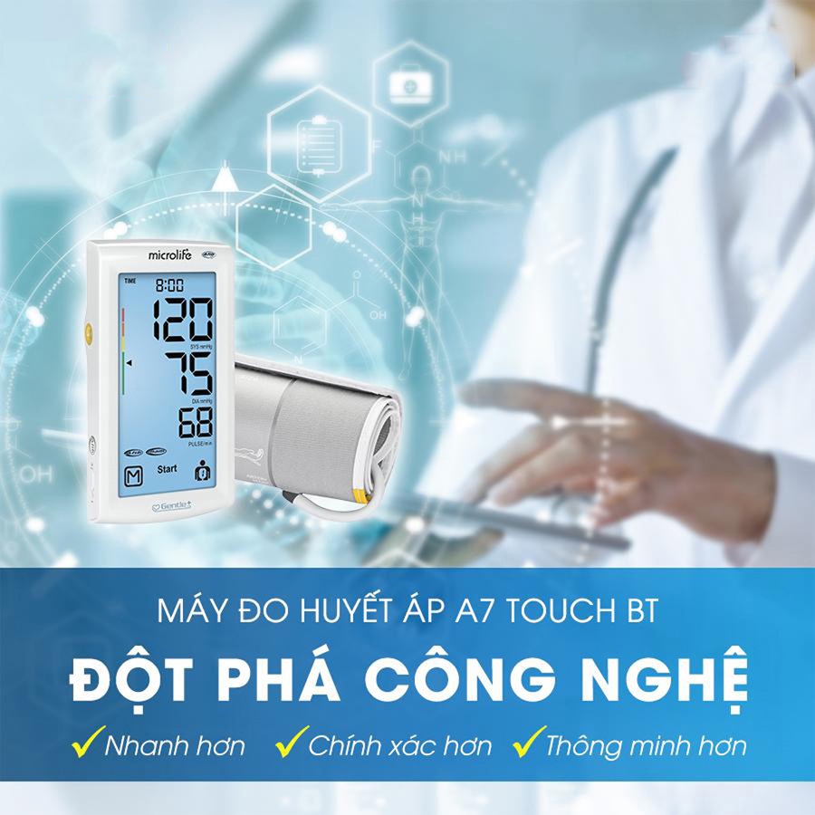 Máy đo huyết áp bắp tay Bluetooth Microlife BP A7 Touch BT (công nghệ 4.0 mới nhất)