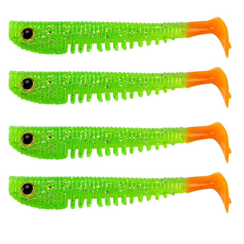 4pcs Soft Plastic Lure Artificial Worm Bait Carp Bass Trout Minnow Fishing