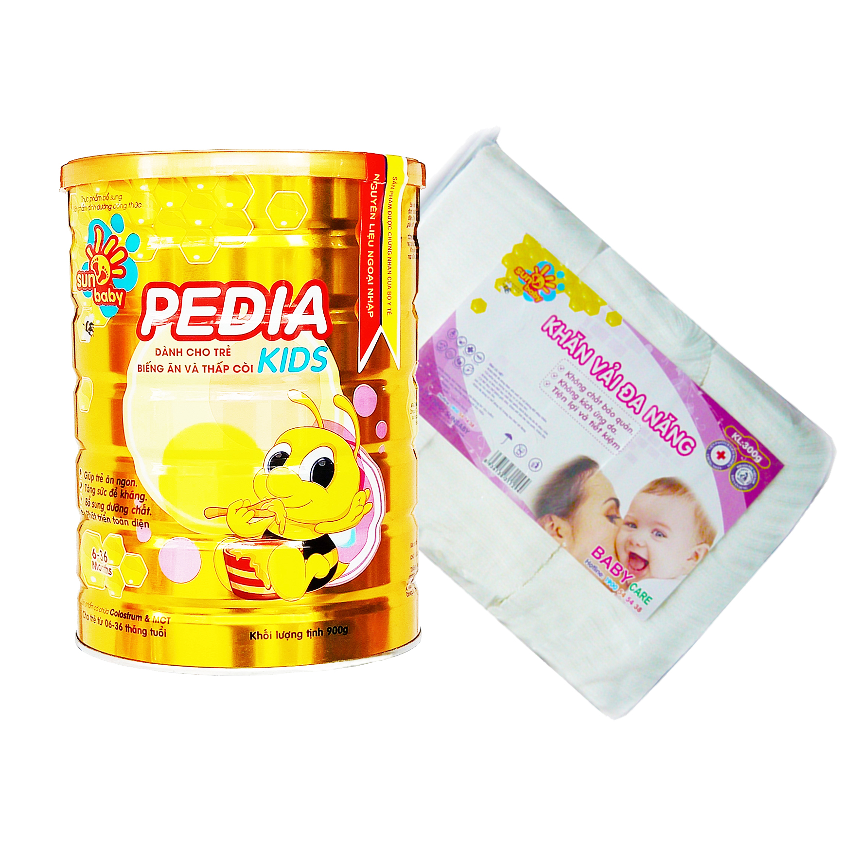 Sữa bột công thức dinh dưỡng PEDIA KIDS 900G CBSPK2020- Tặng 1 khăn khô 300 tờ Sunbaby