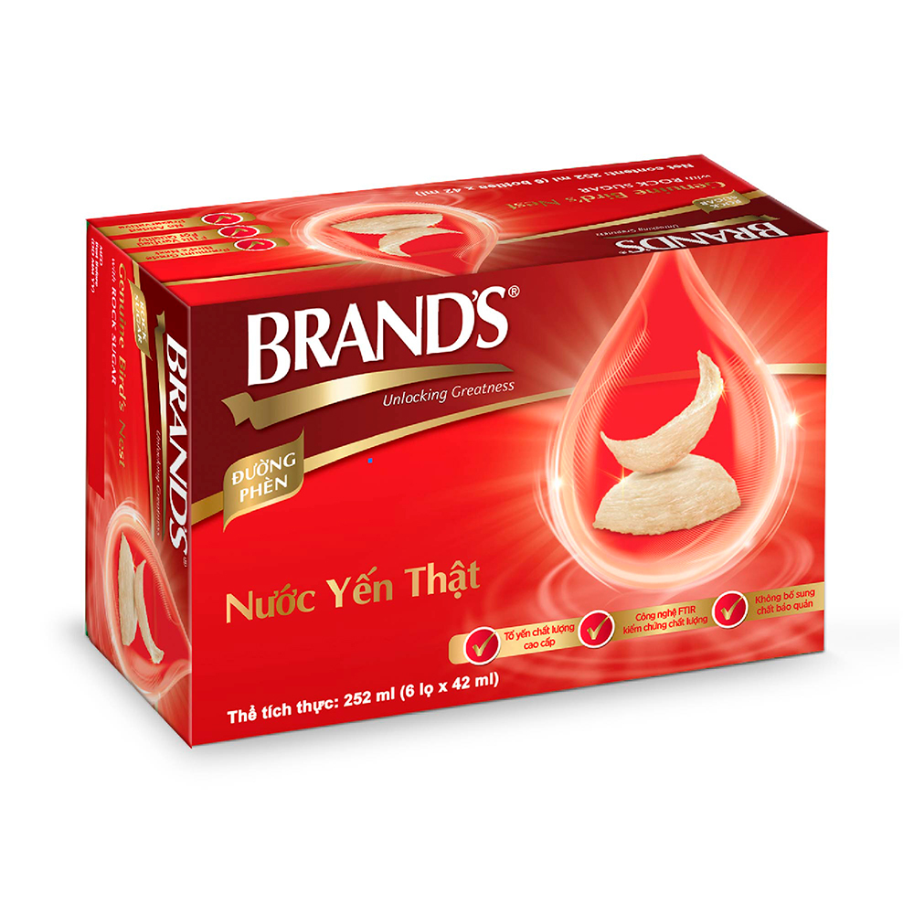 Combo 5 Nước yến thật BRAND'S Đường Phèn (42 ml x 30 lọ)