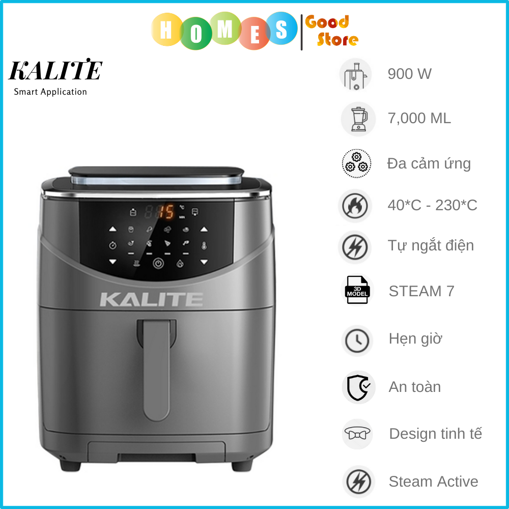 Nồi Chiên Hơi Nước Kiêm Hấp Kalite Steam 7 Tiêu Chuẩn Châu Âu Dung Tích 7 Lít Công Suất 1700 W - Hàng Chính Hãng