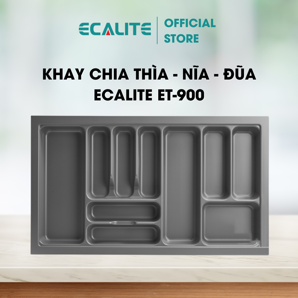 Khay chia thìa dĩa nhựa cao cấp Ecalite ET-900 - Dành cho ngăn kéo rộng 900mm - Hàng chính hãng