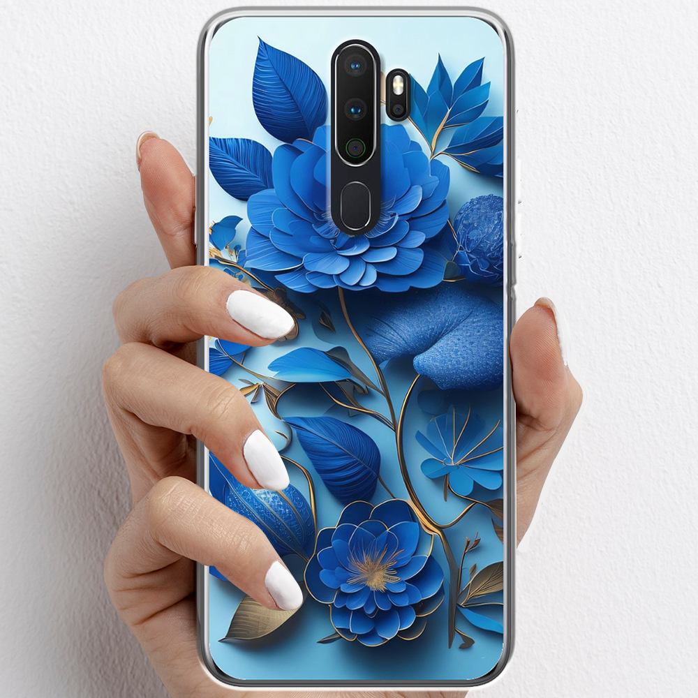 Ốp lưng cho Oppo A5 , A9  nhựa TPU mẫu Hoa xanh dương