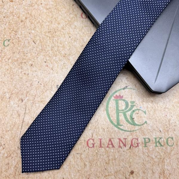 Cà vạt nam mẫu thắt sẵn dây kéo bản nhỏ 6cm mẫu xanh chấm nhỏ