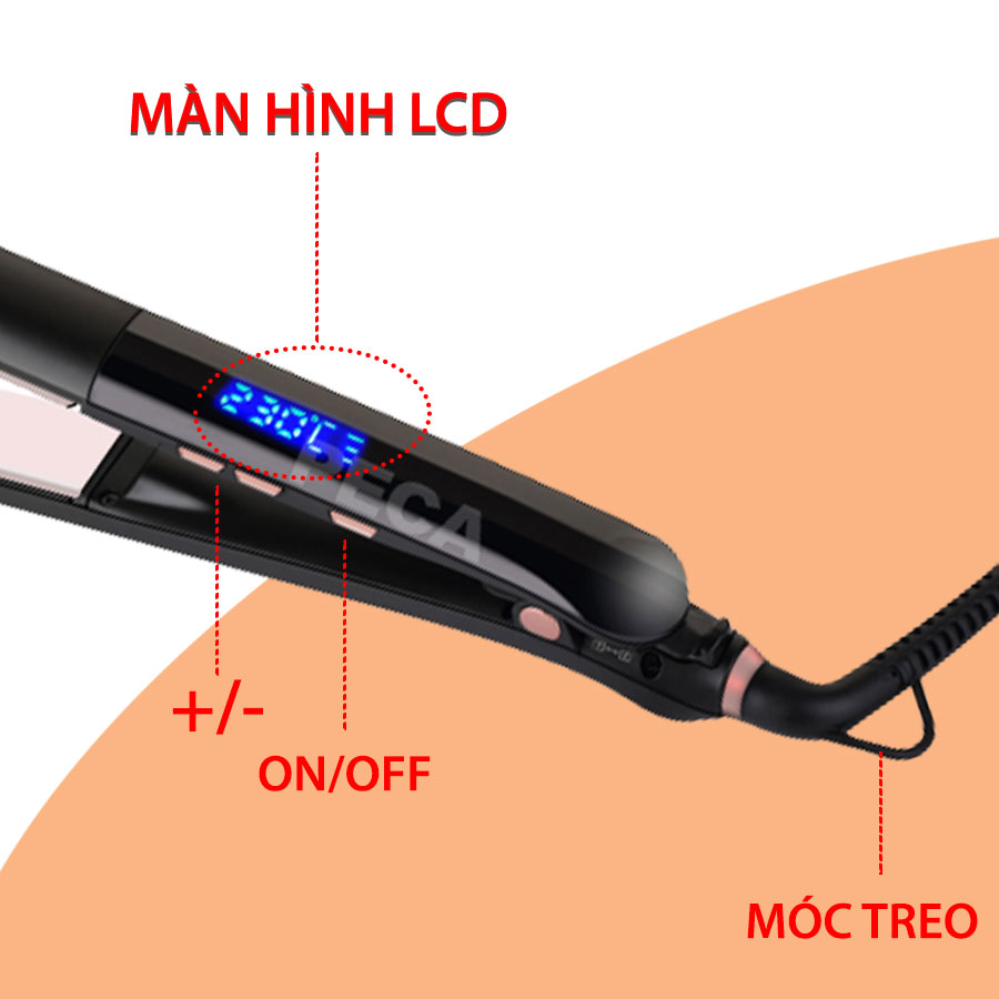 Máy duỗi tóc KEMEI KM-1322 màn hình LCD hiển thị điều chỉnh 6 mức nhiệt độ thích hợp sử dụng được cho mọi tình trạng tóc dùng để là tóc, ép tóc, uốn cụp