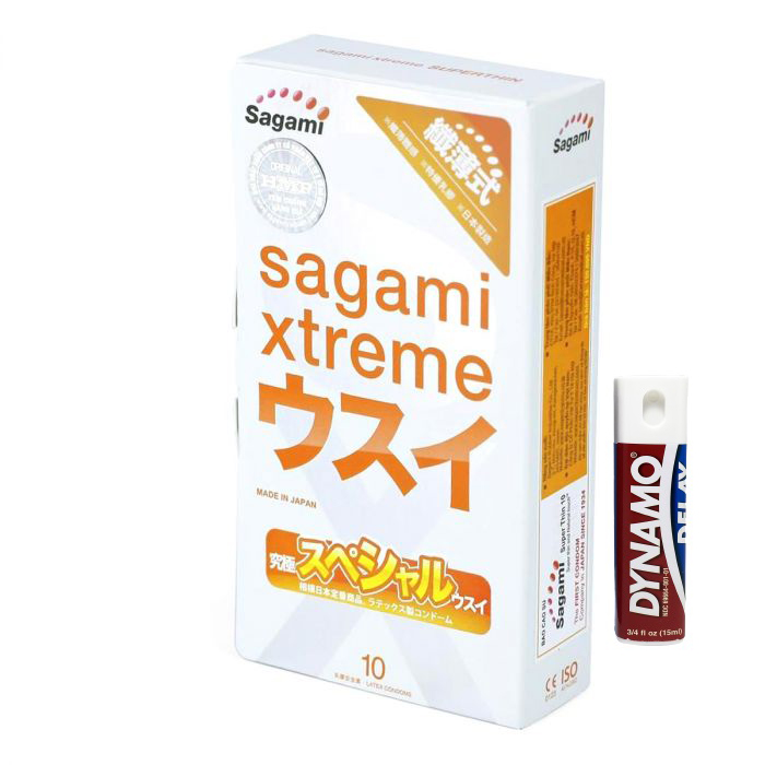 Bao Cao Su Sagami Xtreme Super Thin (10 Cái / Hộp) kèm xịt cho nam giới