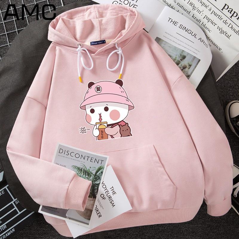 Áo hoodie nữ lót nỉ in hình form rộng siêu dễ thương , giao ngẫu nhiên hình