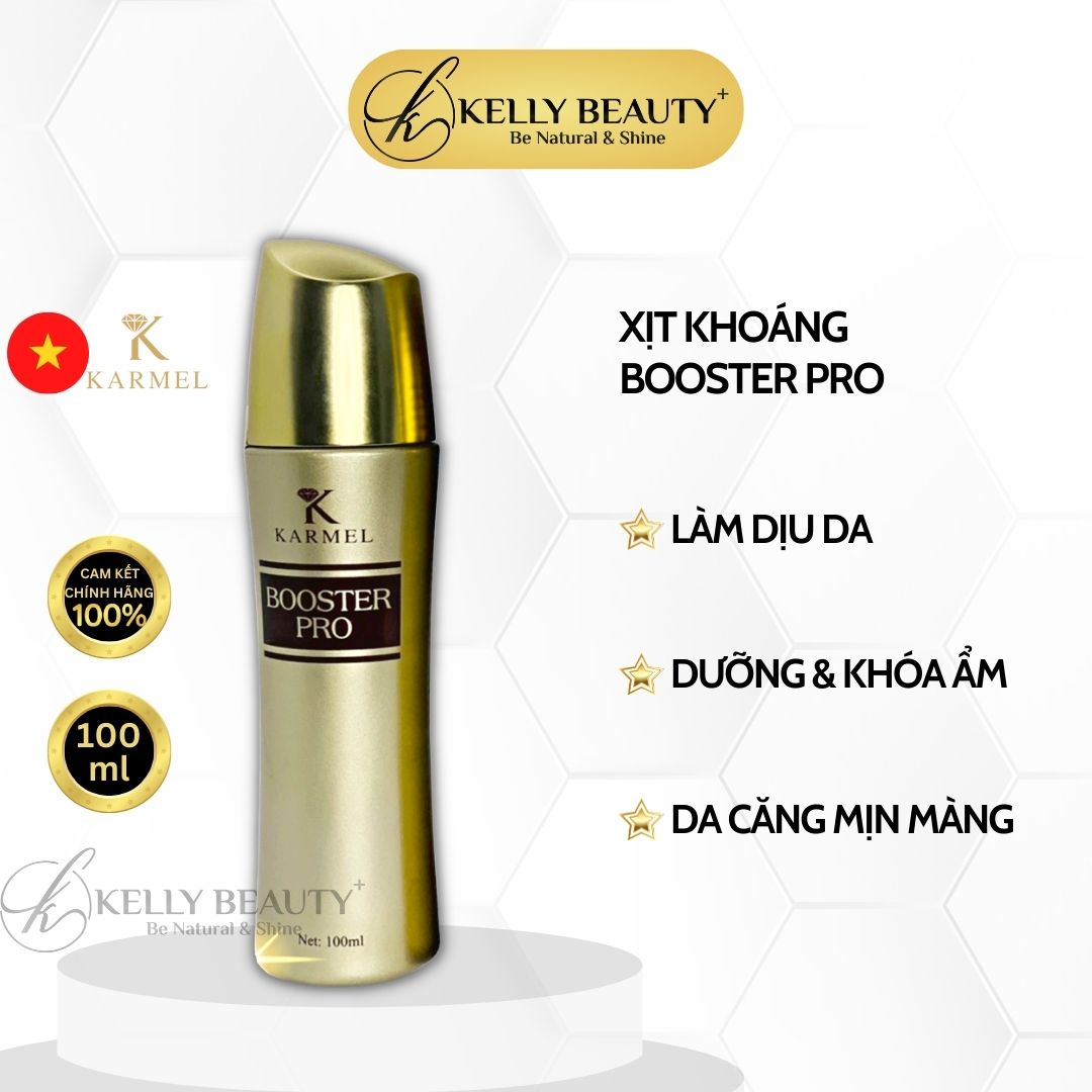 Xịt Khoáng Căng Mịn Da Karmel Booster Pro - Dưỡng và Khóa Ẩm; Giúp Da Căng Mịn Màng | Kelly Beauty