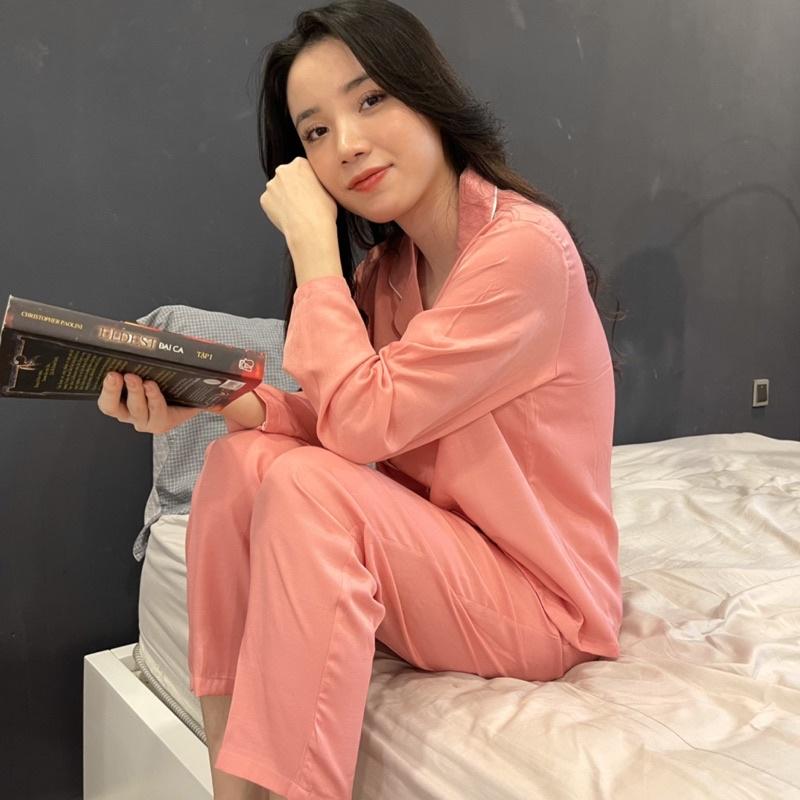 ĐỒ BỘ PIJAMA ĐŨI HÀN TRƠN MÀU HỒNG ĐỖ CỰC XINH HÀNG CAO CẤP