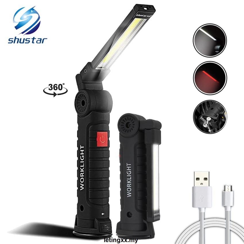 Đèn Pin Led Cob 5 Chế Độ Sạc Usb Thiết Kế Từ Tính Chống Thấm Nước 2 Kích Thước