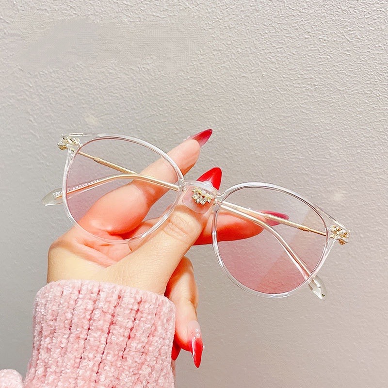Kính gọng tròn má hồng nhiều màu