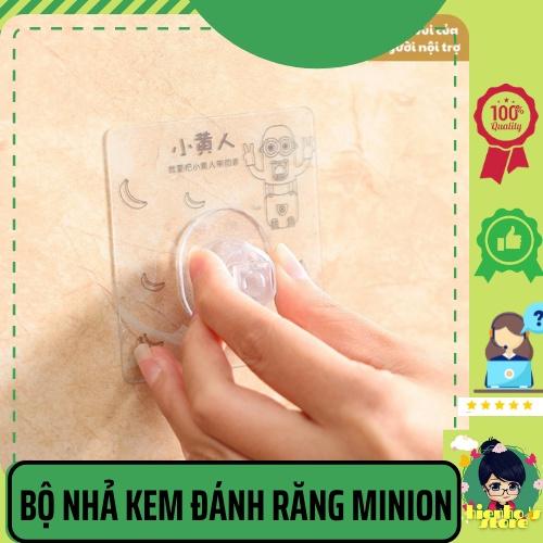 Bộ nhả kem đánh răng Minion ,bộ dụng cụ để bàn chải, kem đánh răng kèm cốc, màu sắc bắt mắt dễ thương HH0081