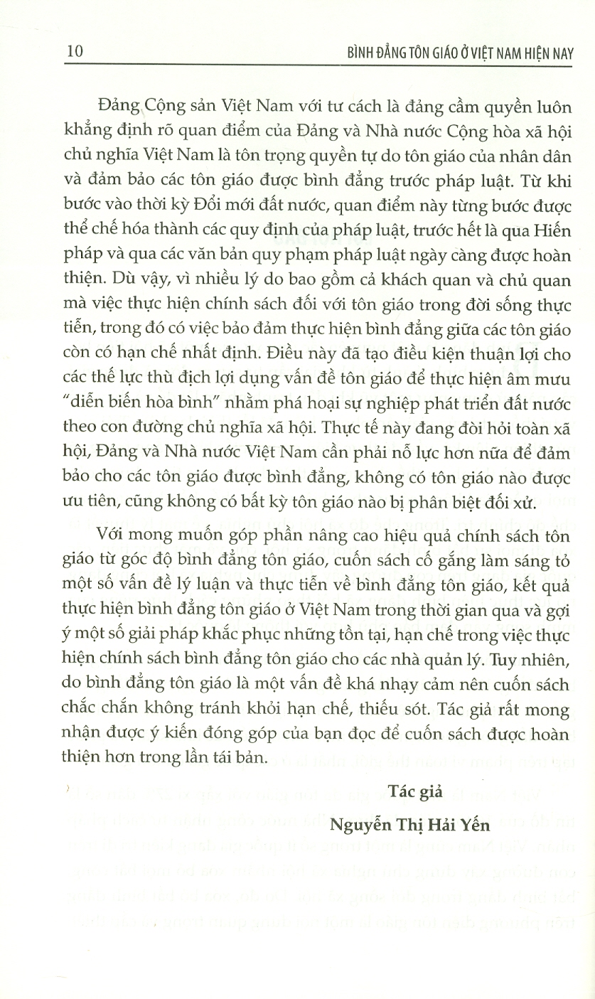Bình Đẳng Tôn Giáo Ở Việt Nam Hiện Nay