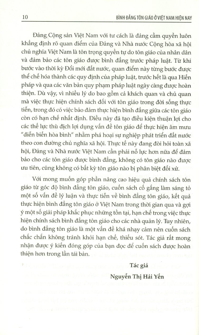 Bình Đẳng Tôn Giáo Ở Việt Nam Hiện Nay