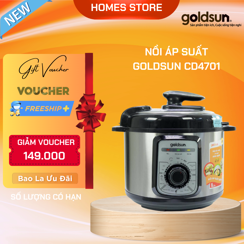 Nồi Áp Suất Điện GOLDSUN CD4701 Dung Tích 6 Lít Công Suất 1000 W - Hàng Chính Hãng