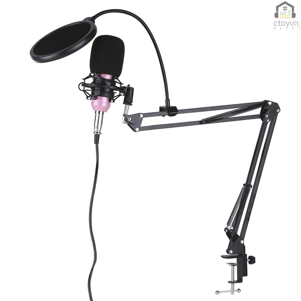 Bộ giá đỡ micro thu âm USB BM-800 màu đen và bạc