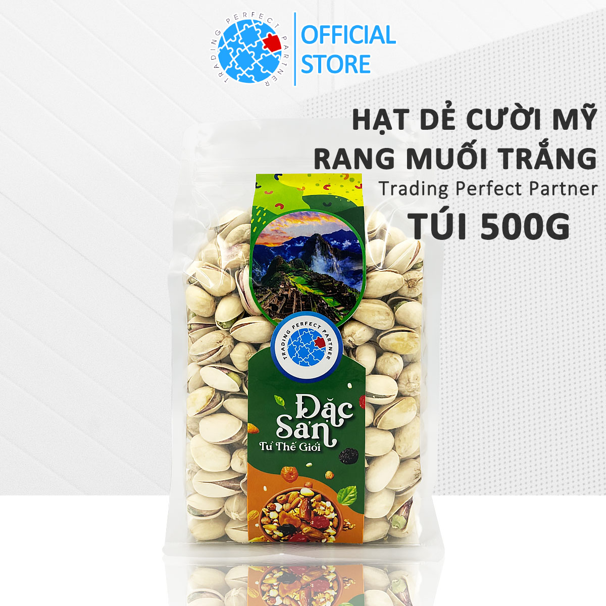 Hạt Dẻ Cười Mỹ Rang Muối Trading Perfect Partner túi 500g - Dẻ cười hạt siêu to, dòng Olam thượng hạng, không tẩy trắng